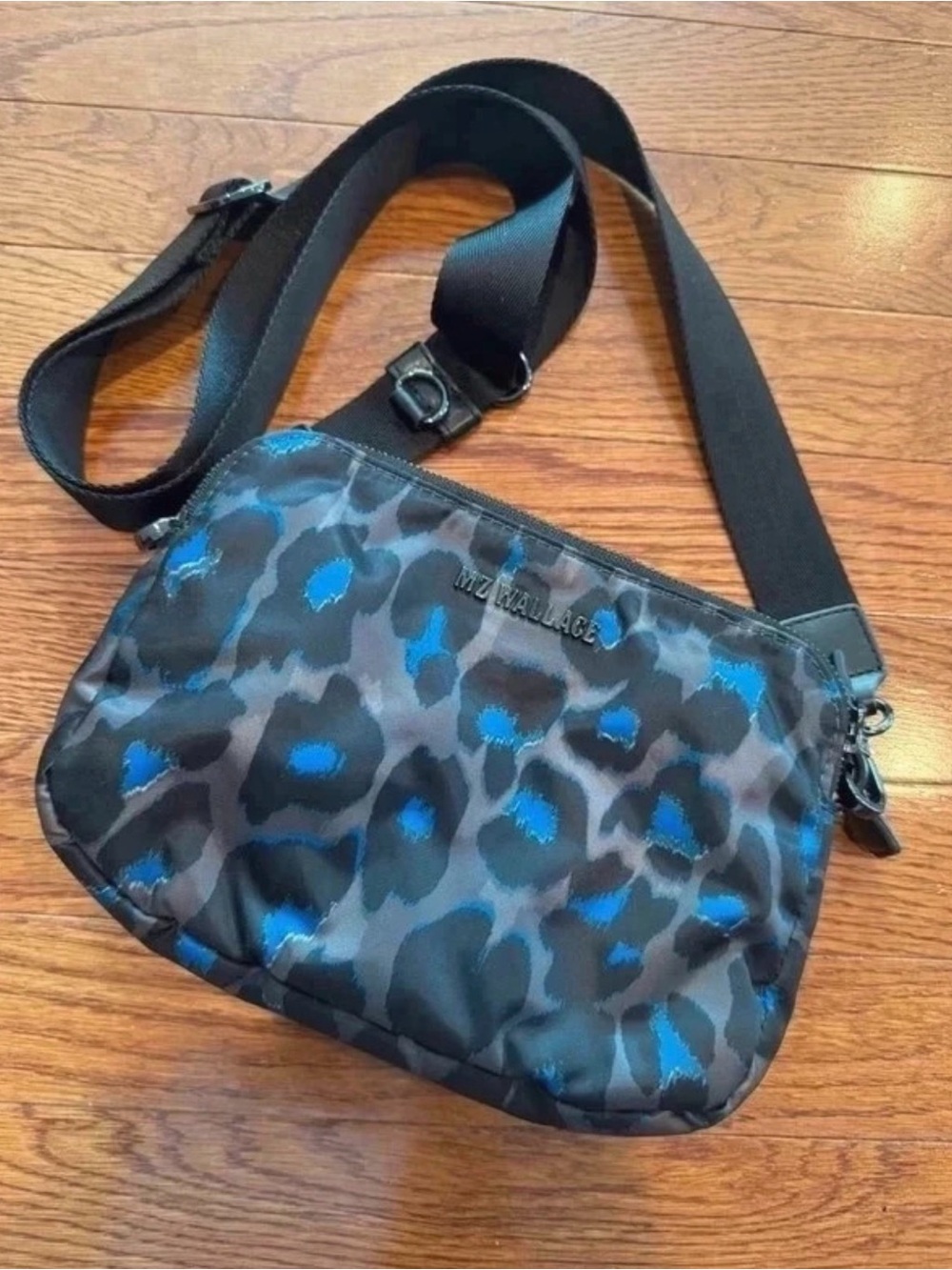 MZ Wallace Blue Leopard print Bowery crossbody bag
